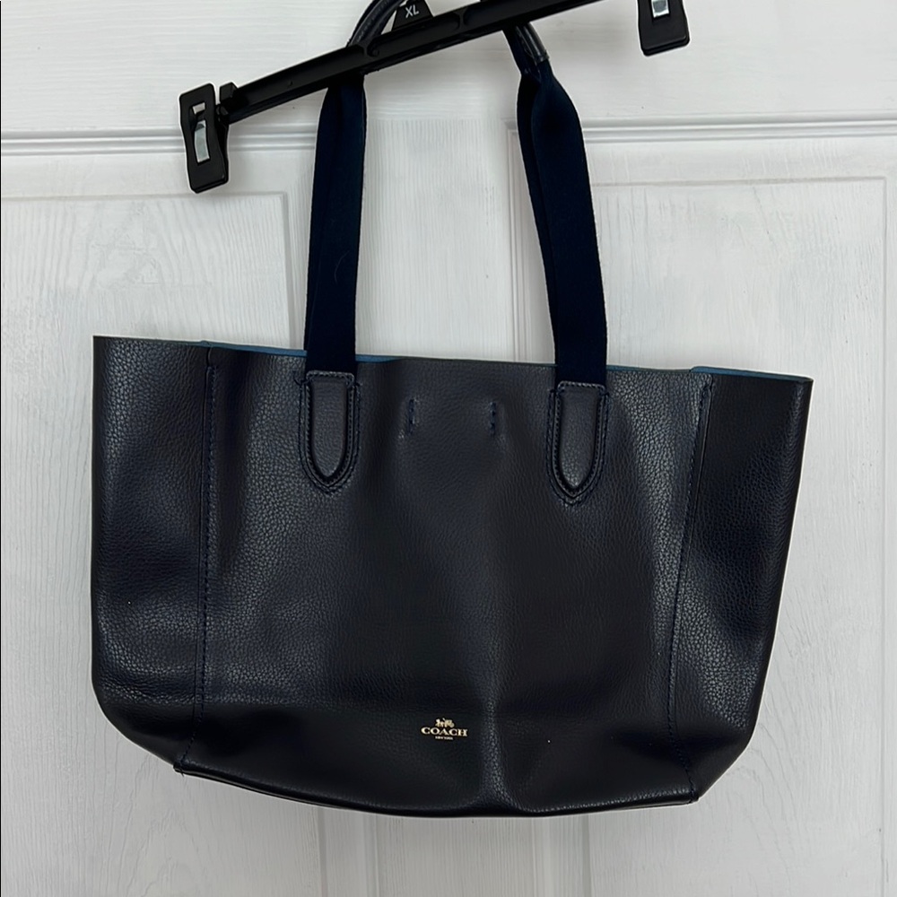 Coach Blue Leather Tote Bag with Spacious Design